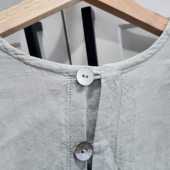 Vintage Suzen USA Linen Blend Midi Dress Mother of Pearl Buttons Small - Picture 9 of 14